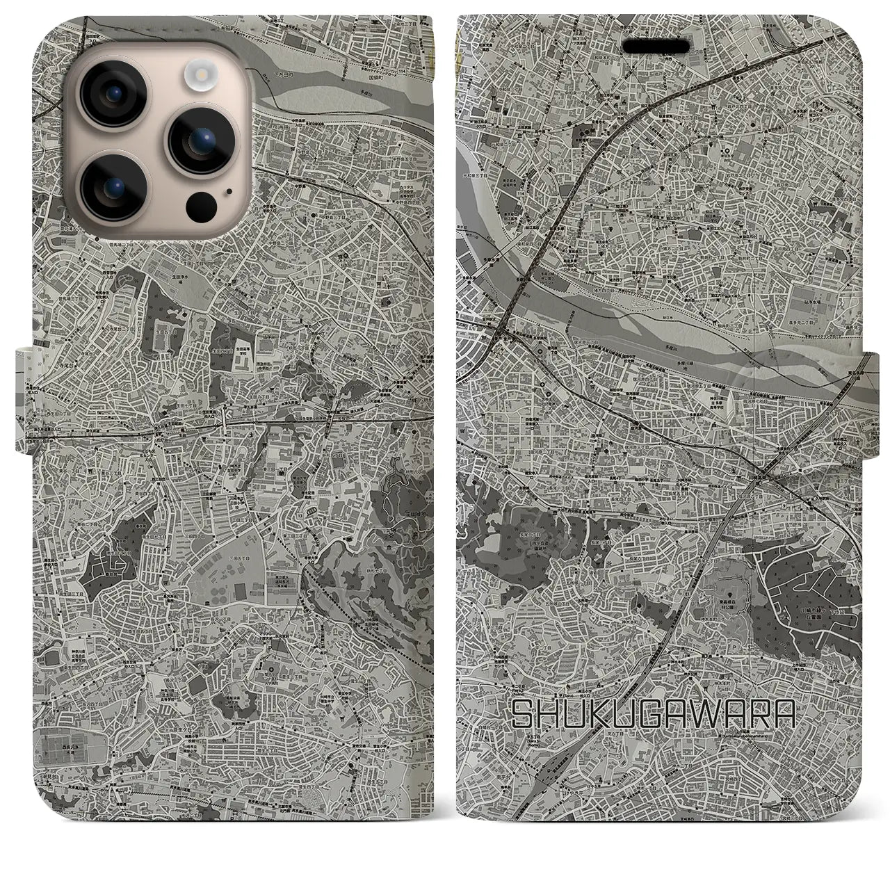 【宿河原(神奈川県)】地図柄iPhoneケース(手帳タイプ)