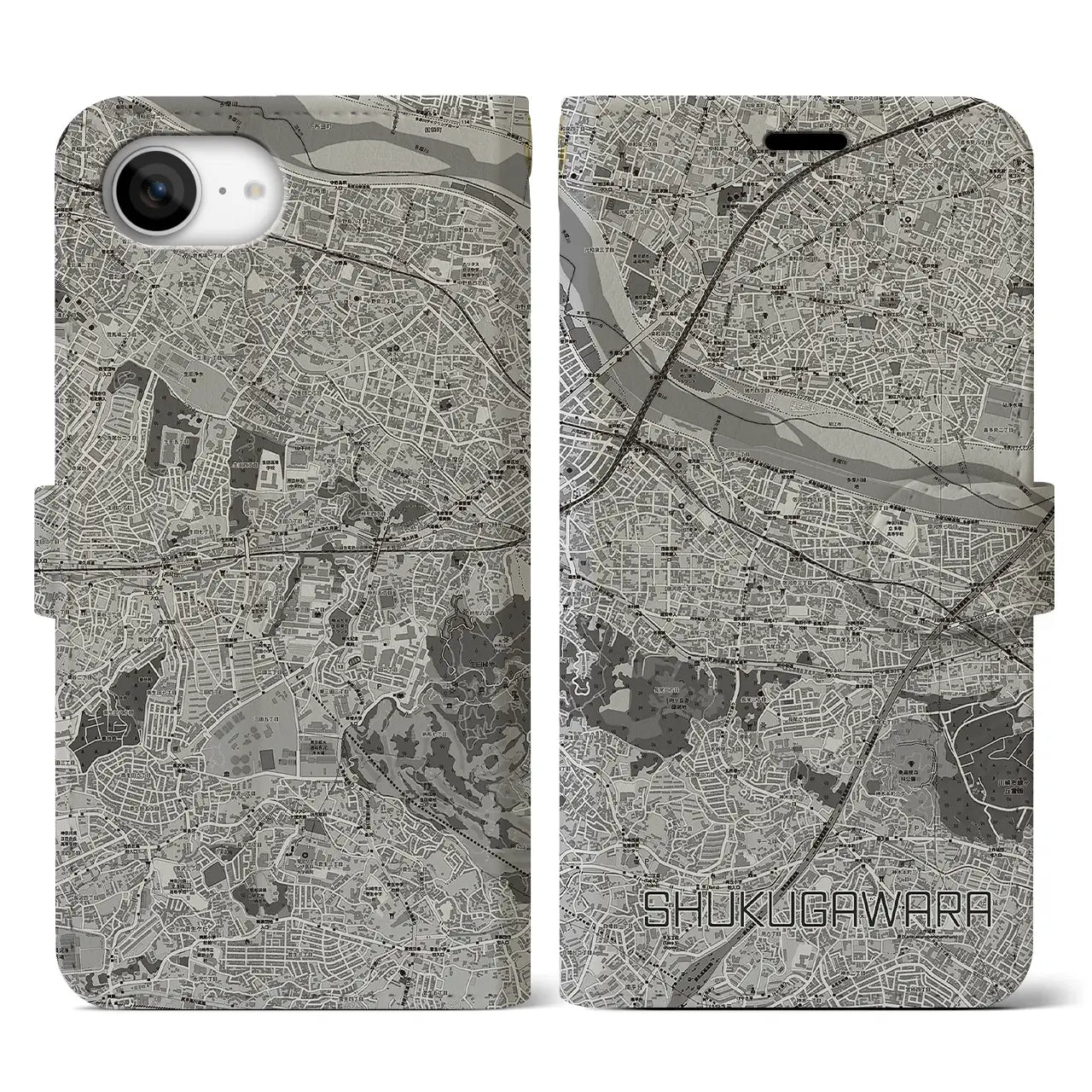 【宿河原(神奈川県)】地図柄iPhoneケース(手帳タイプ)