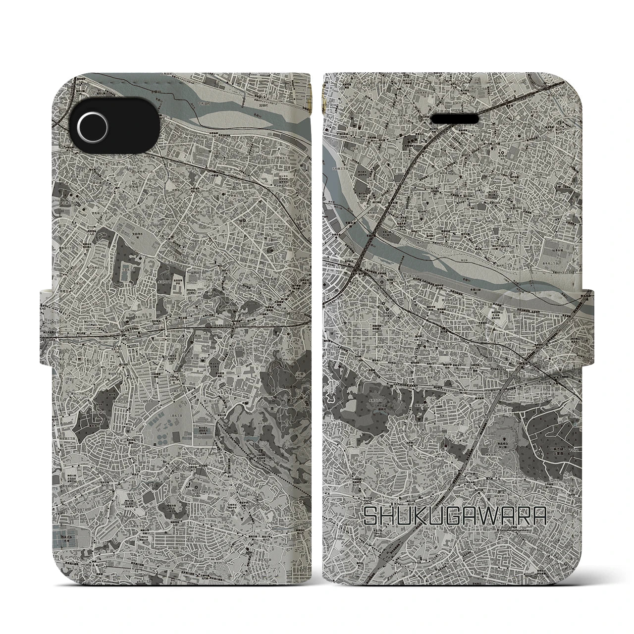 【宿河原(神奈川県)】地図柄iPhoneケース(手帳タイプ)