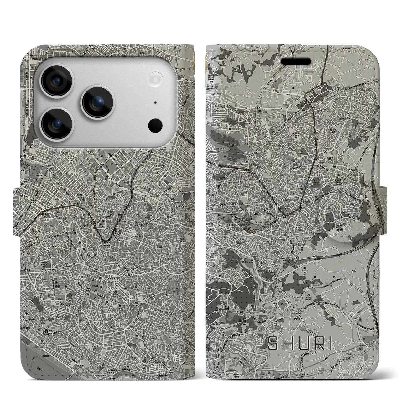 【首里(沖縄県)】地図柄iPhoneケース(手帳タイプ)