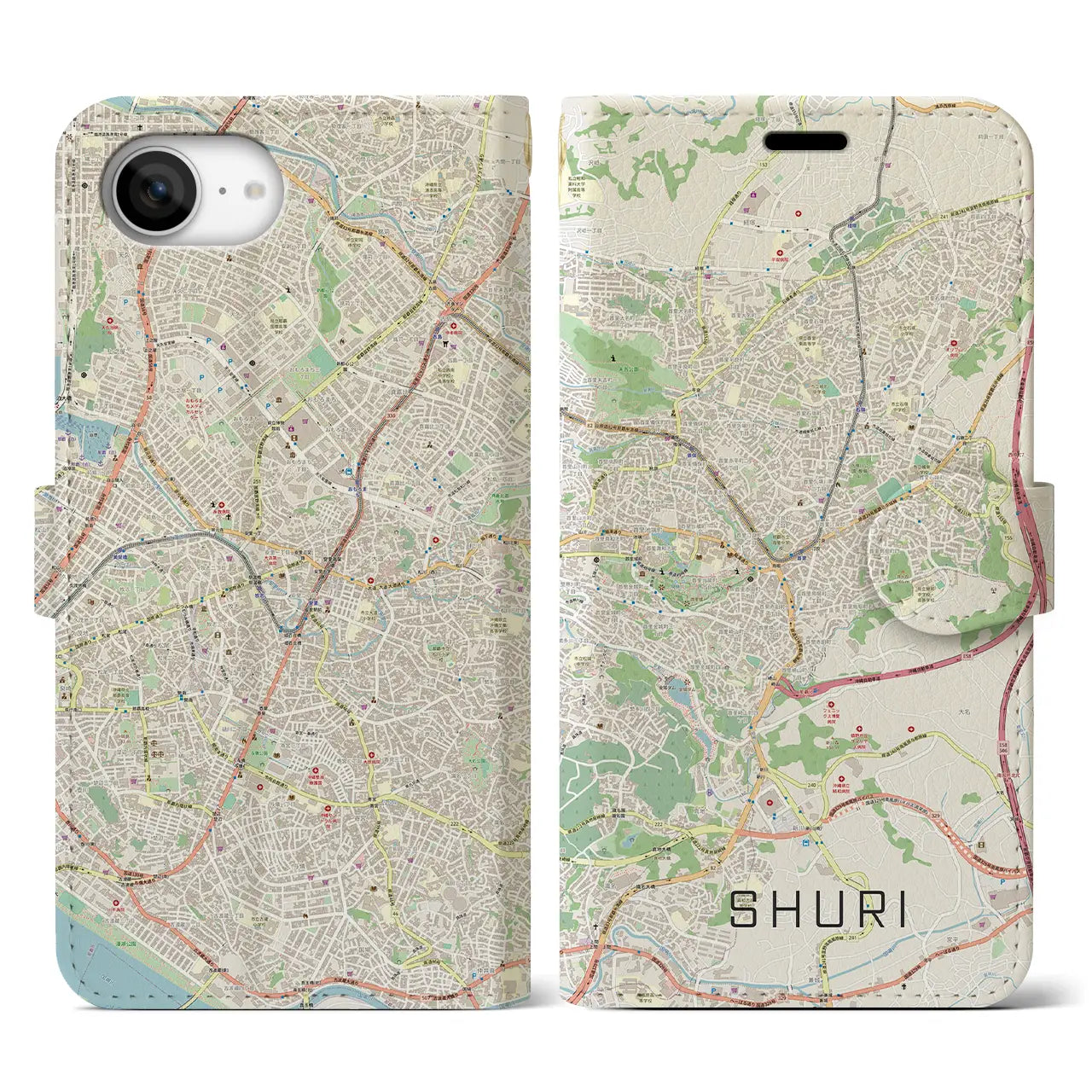 【首里(沖縄県)】地図柄iPhoneケース(手帳タイプ)