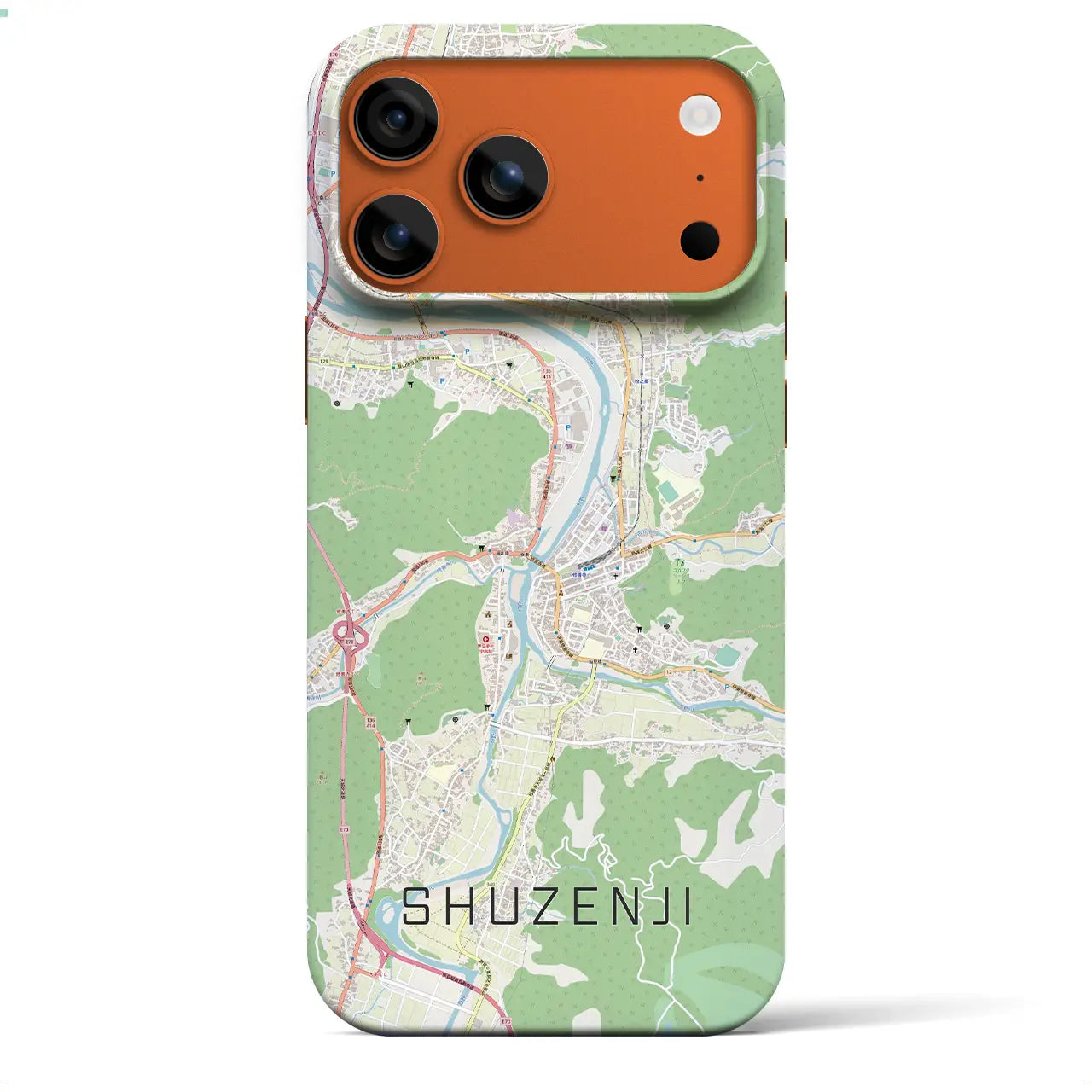 【修善寺(静岡県)】地図柄iPhoneケース(バックカバータイプ)ナチュラル・iPhone 17 Pro Max 用