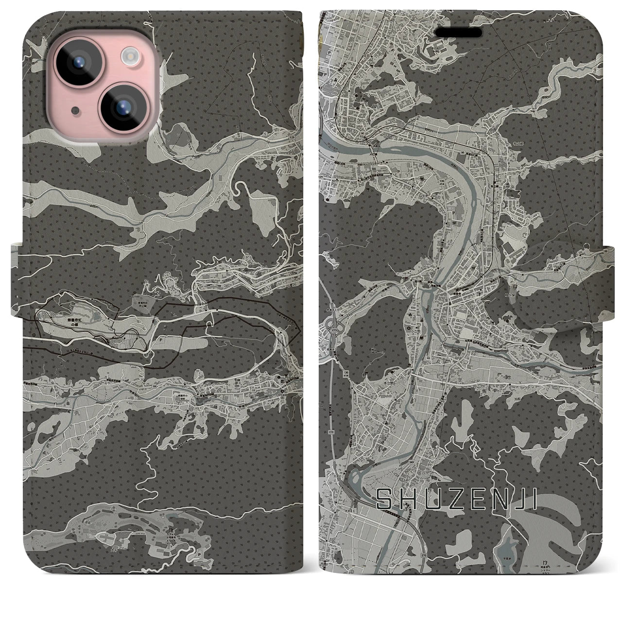 【修善寺(静岡県)】地図柄iPhoneケース(手帳タイプ)