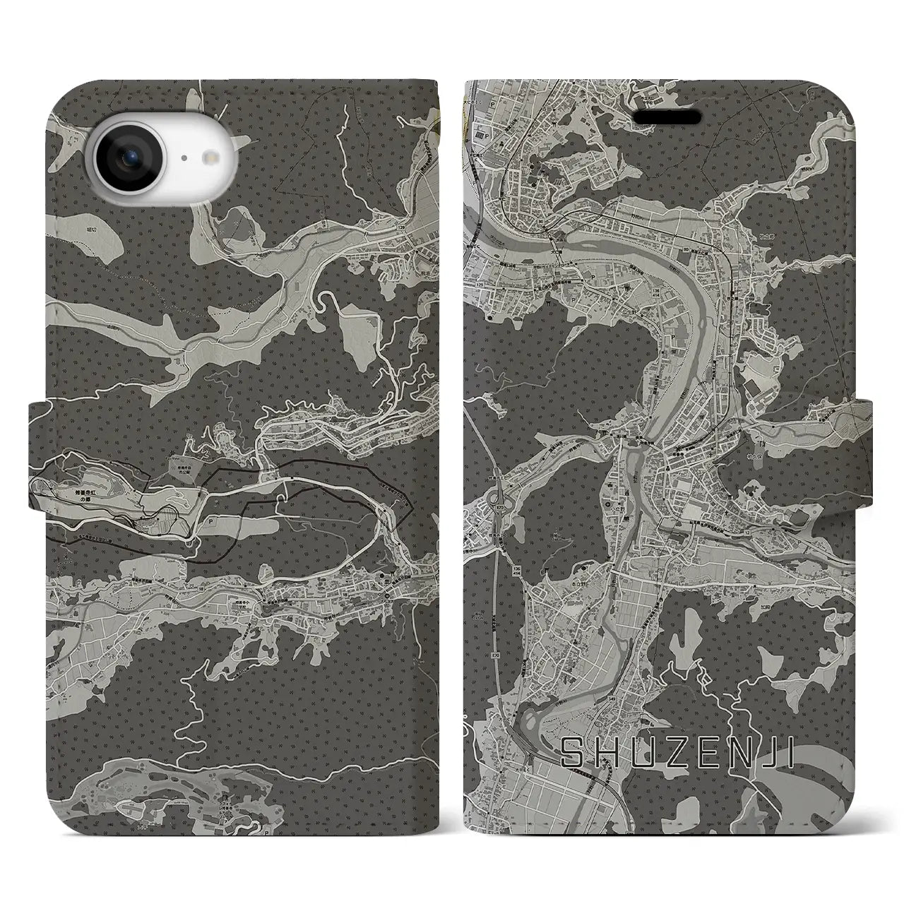 【修善寺(静岡県)】地図柄iPhoneケース(手帳タイプ)