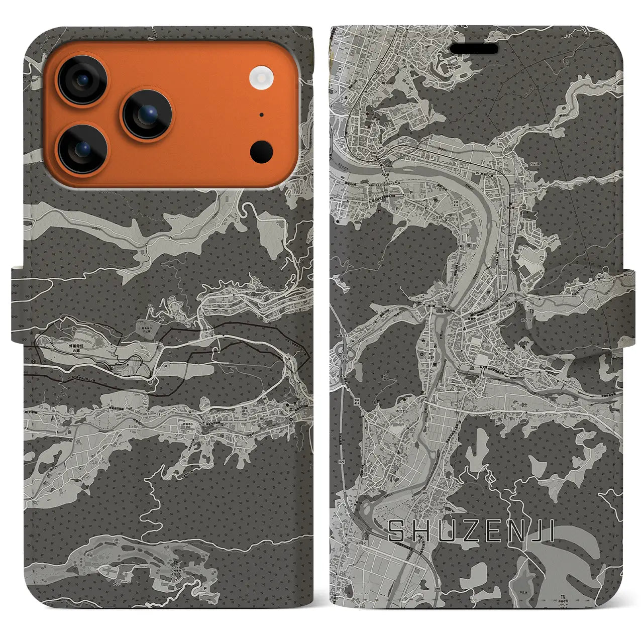 【修善寺(静岡県)】地図柄iPhoneケース(手帳タイプ)