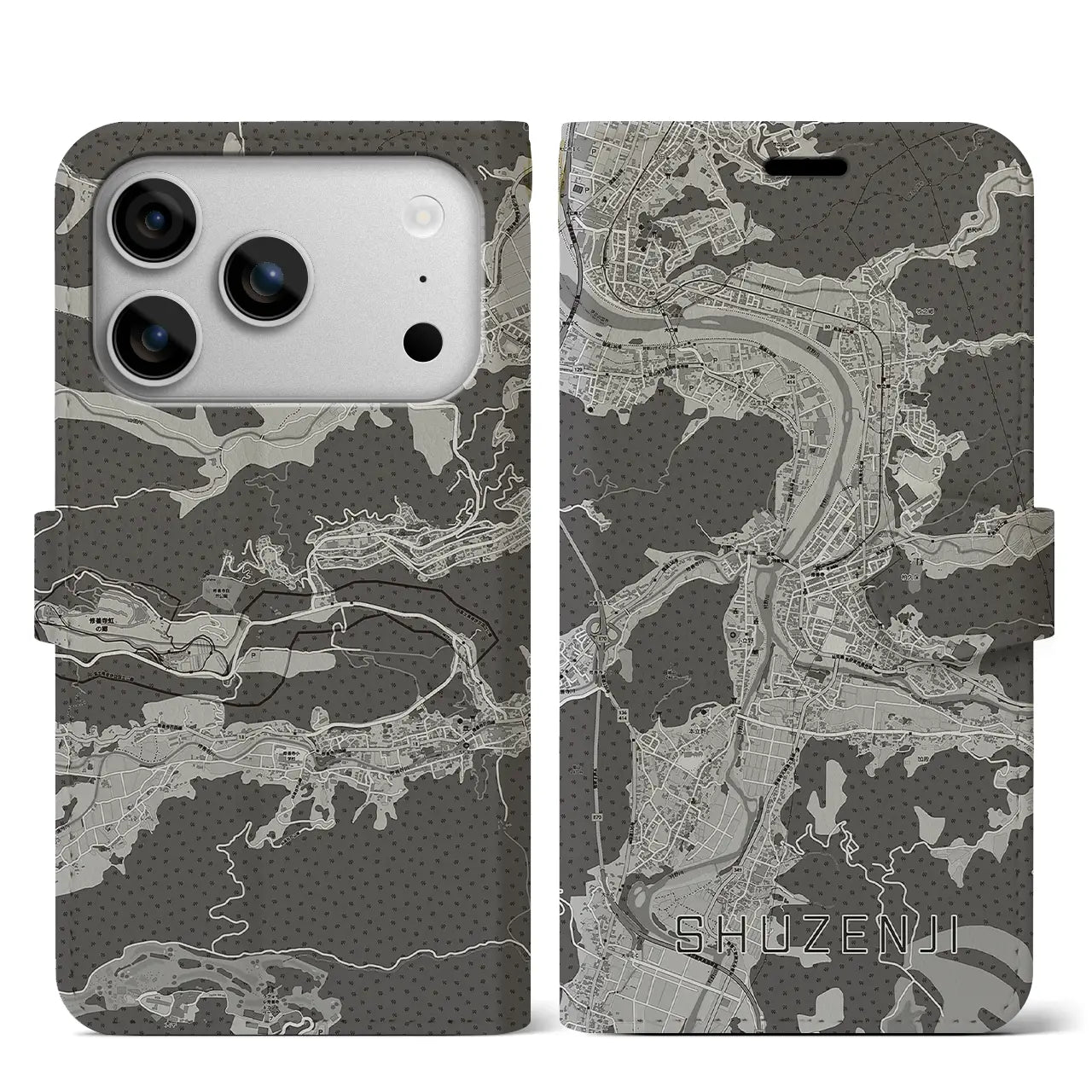 【修善寺(静岡県)】地図柄iPhoneケース(手帳タイプ)