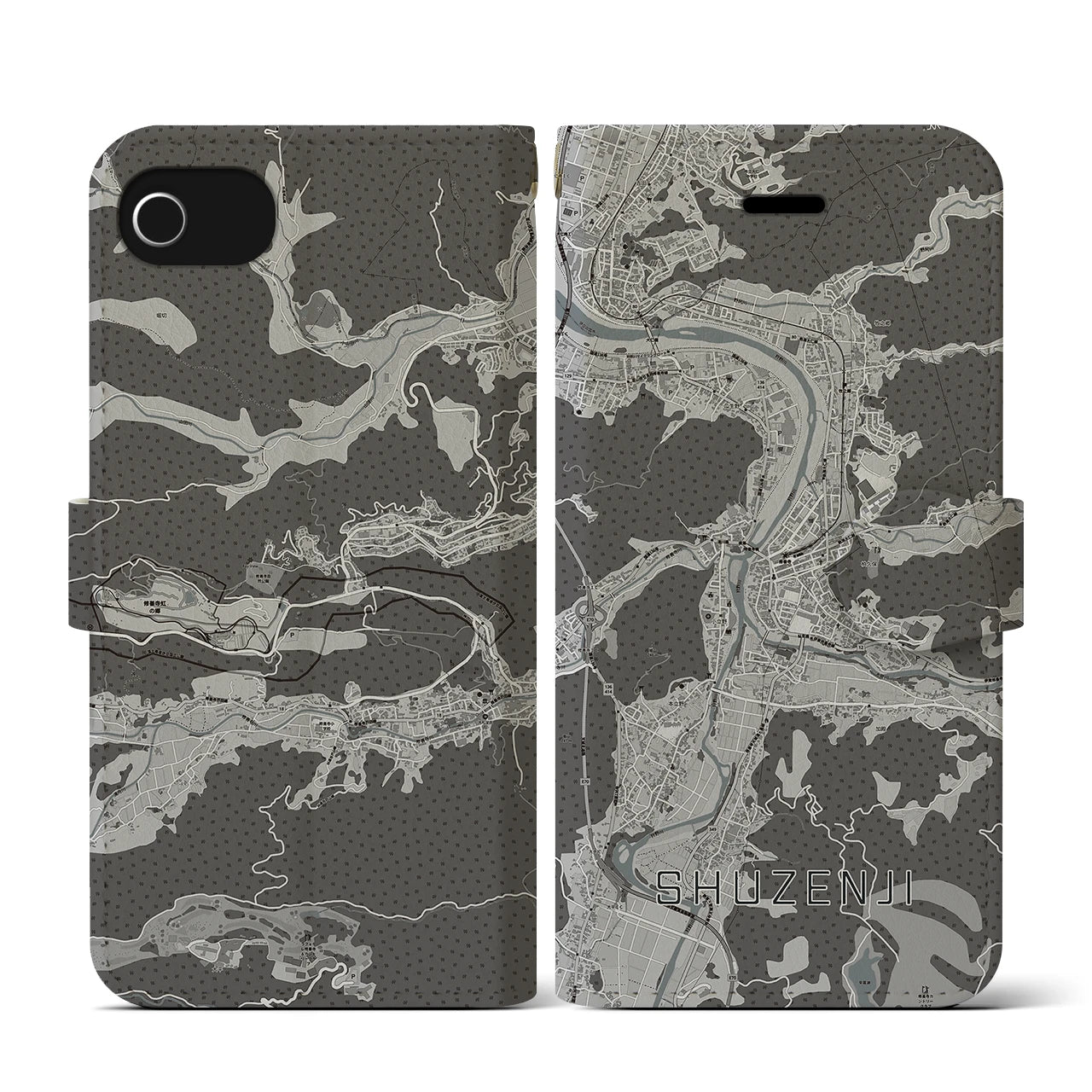 【修善寺(静岡県)】地図柄iPhoneケース(手帳タイプ)