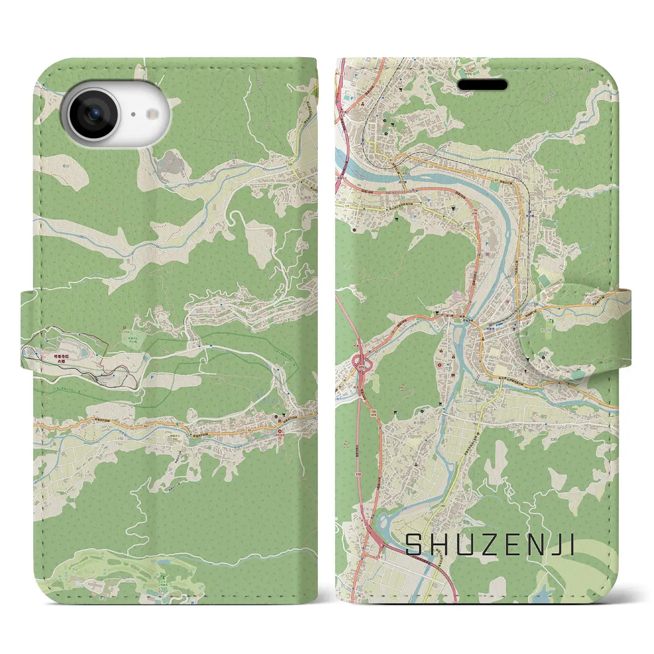 【修善寺(静岡県)】地図柄iPhoneケース(手帳タイプ)