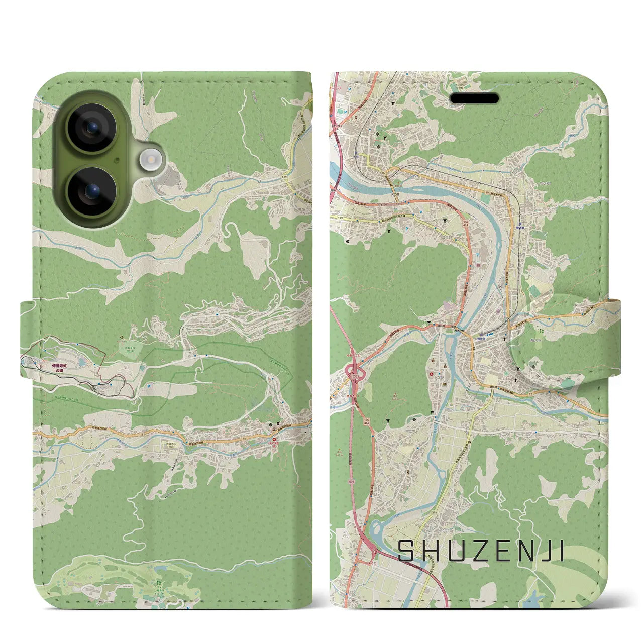 【修善寺(静岡県)】地図柄iPhoneケース(手帳タイプ)