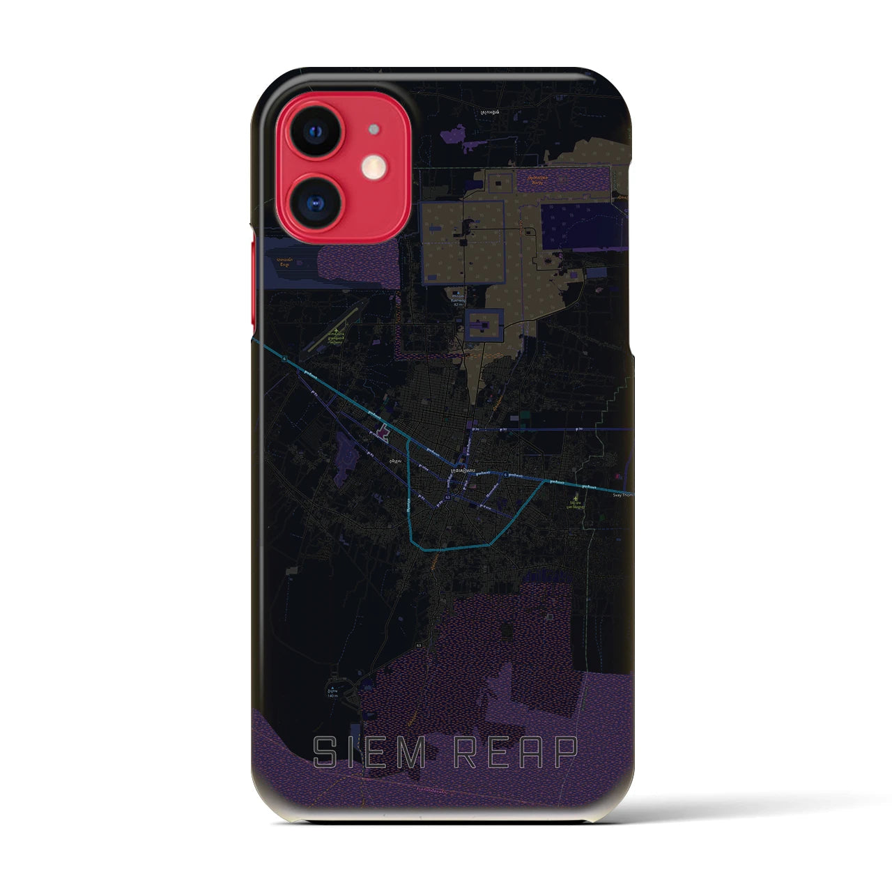 【シェムリアップ(カンボジア)】地図柄iPhoneケース(バックカバータイプ)