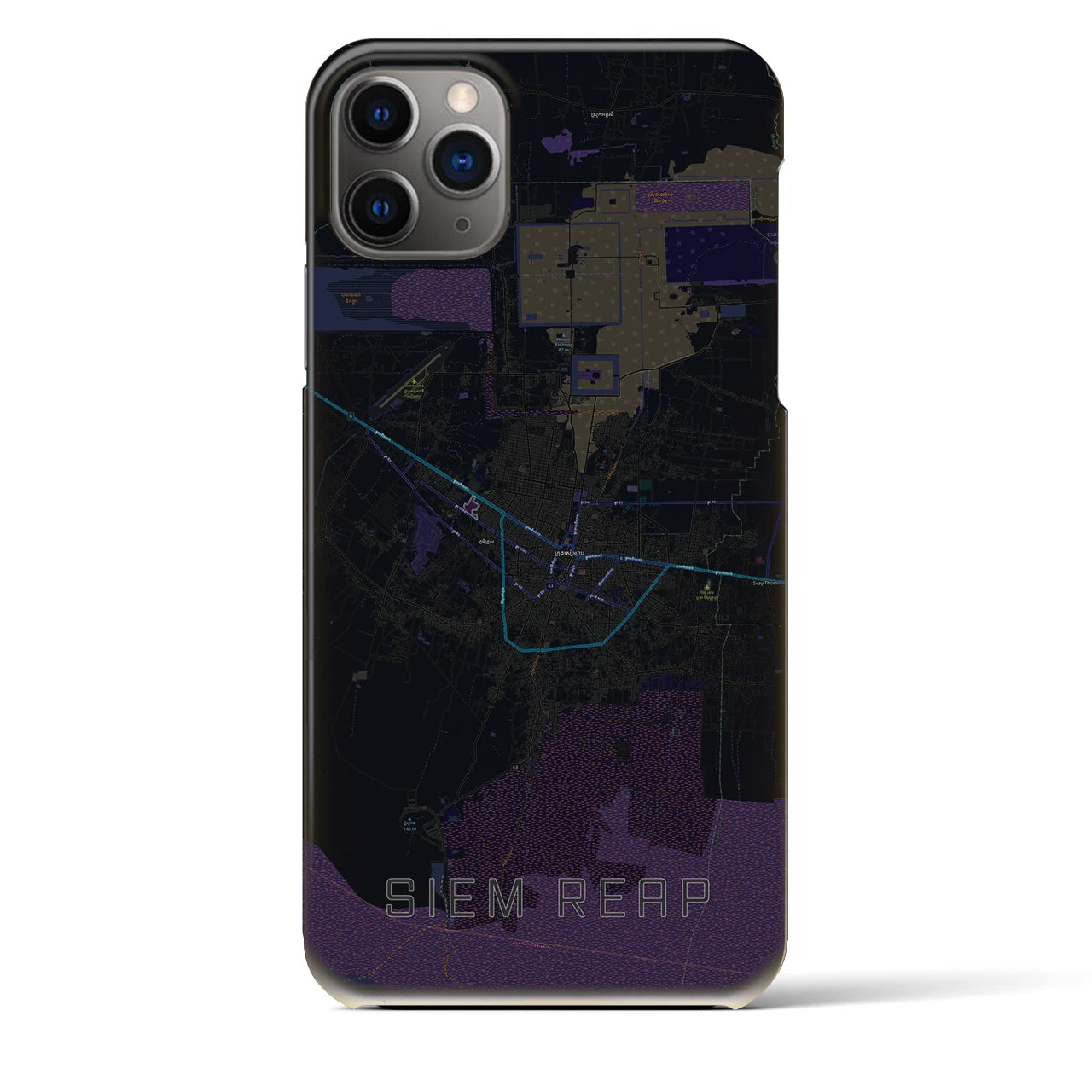 【シェムリアップ(カンボジア)】地図柄iPhoneケース(バックカバータイプ)