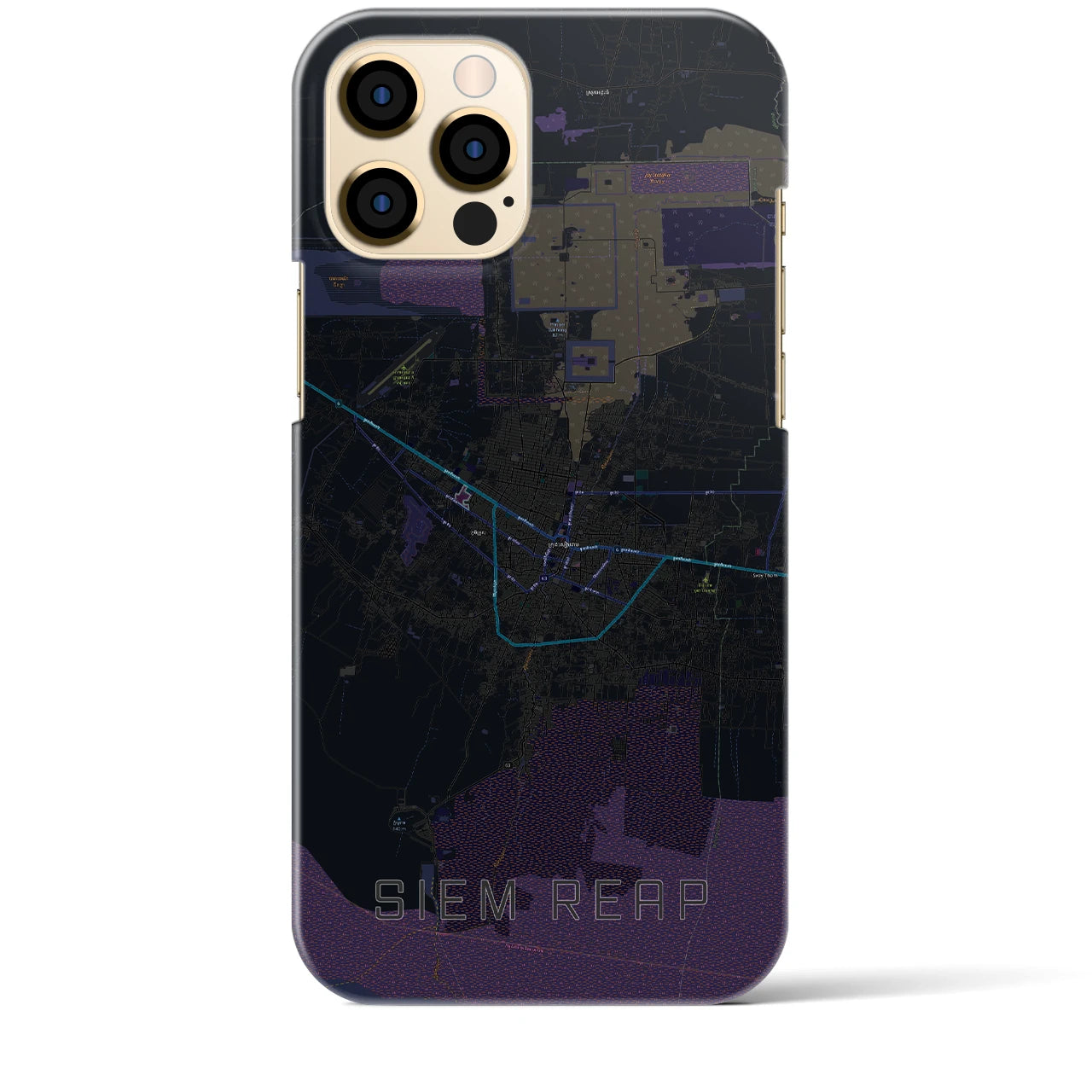 【シェムリアップ(カンボジア)】地図柄iPhoneケース(バックカバータイプ)