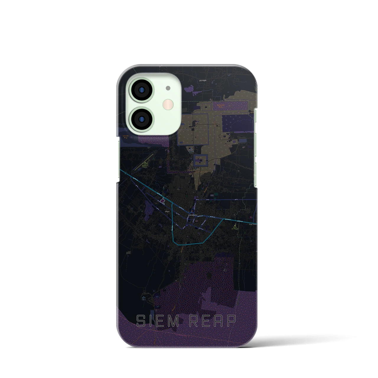【シェムリアップ(カンボジア)】地図柄iPhoneケース(バックカバータイプ)