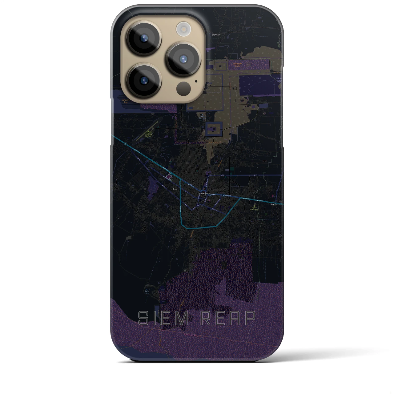 【シェムリアップ(カンボジア)】地図柄iPhoneケース(バックカバータイプ)