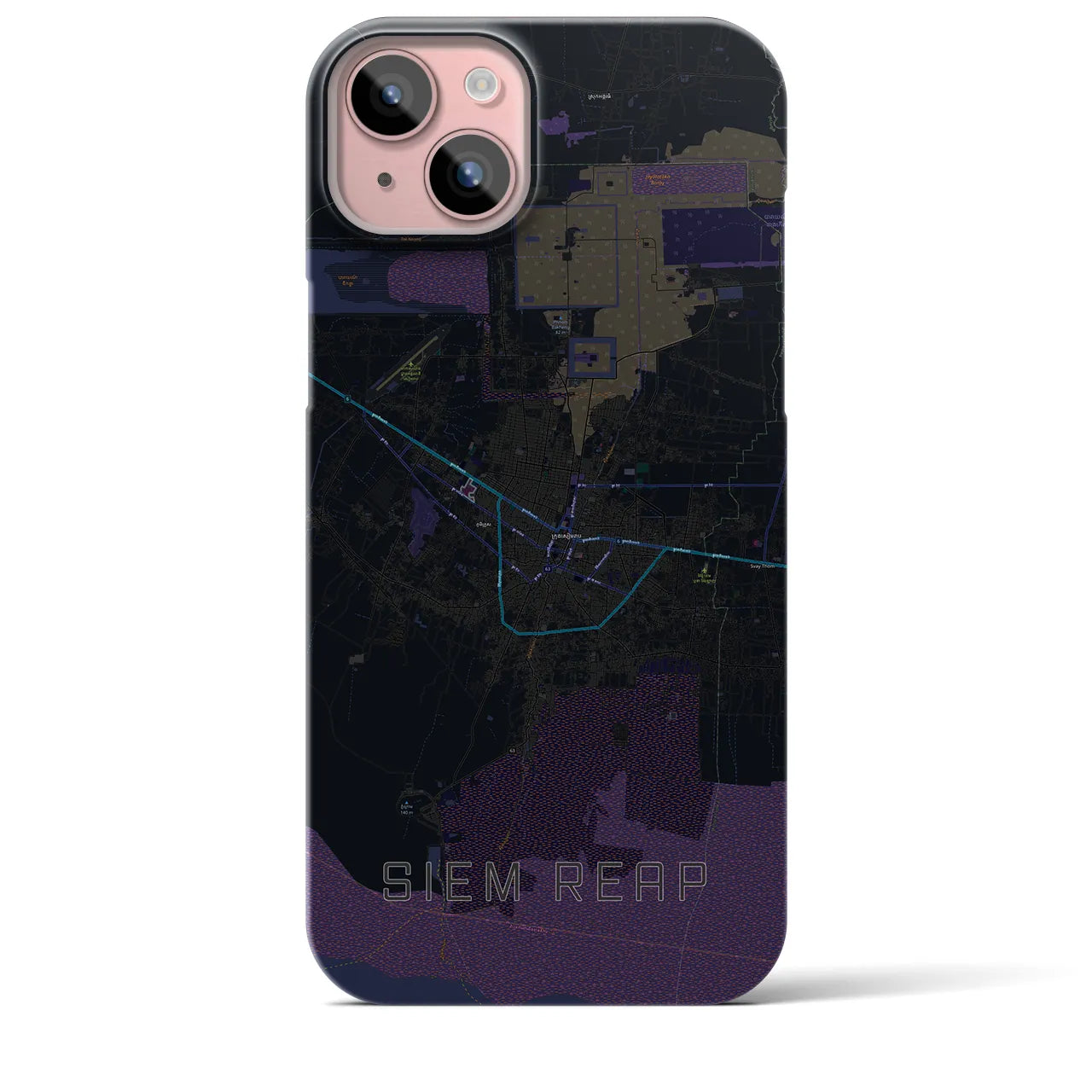 【シェムリアップ(カンボジア)】地図柄iPhoneケース(バックカバータイプ)