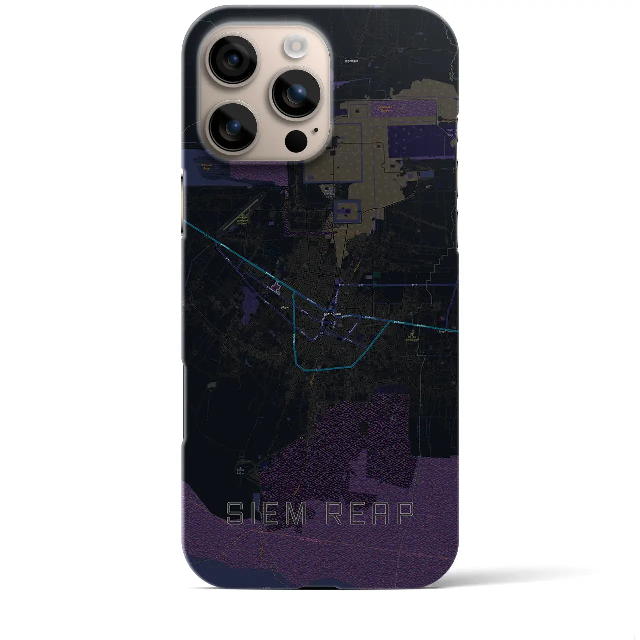 【シェムリアップ(カンボジア)】地図柄iPhoneケース(バックカバータイプ)