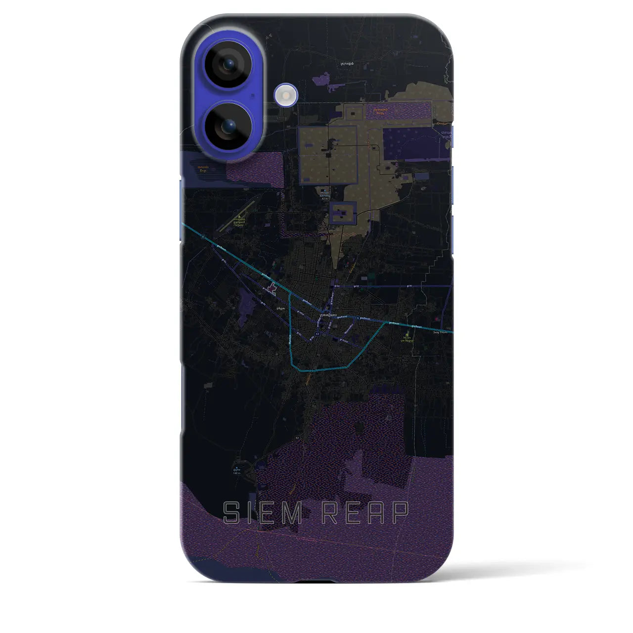 【シェムリアップ(カンボジア)】地図柄iPhoneケース(バックカバータイプ)