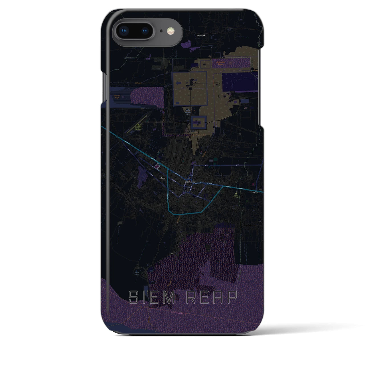 【シェムリアップ(カンボジア)】地図柄iPhoneケース(バックカバータイプ)