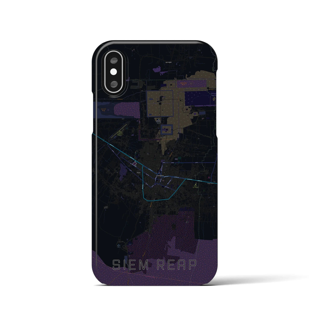 【シェムリアップ(カンボジア)】地図柄iPhoneケース(バックカバータイプ)
