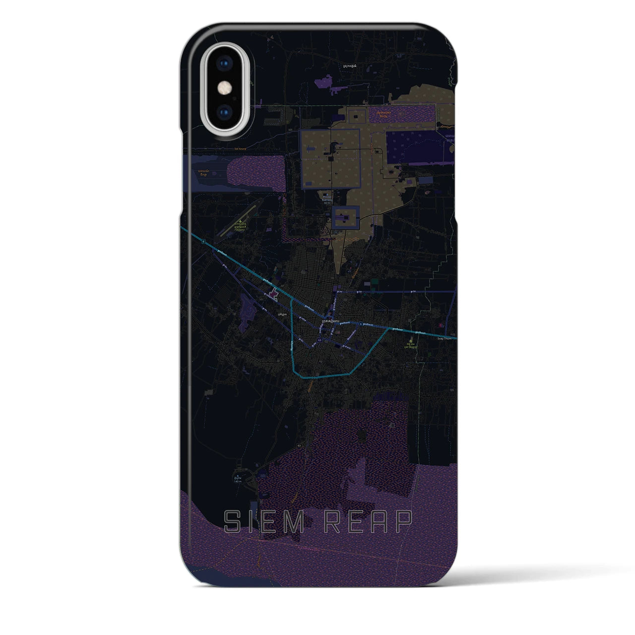 【シェムリアップ(カンボジア)】地図柄iPhoneケース(バックカバータイプ)
