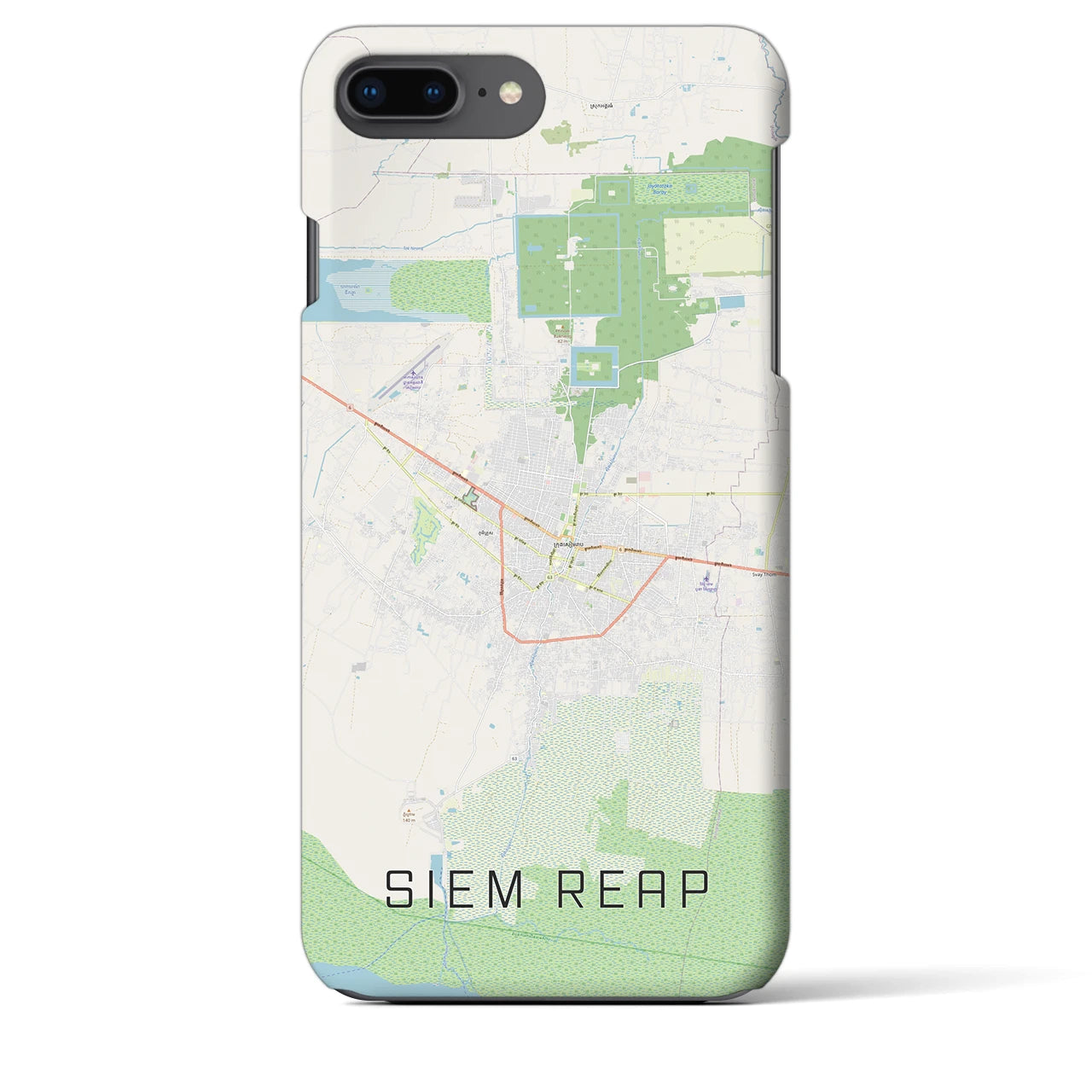 【シェムリアップ(カンボジア)】地図柄iPhoneケース(バックカバータイプ)