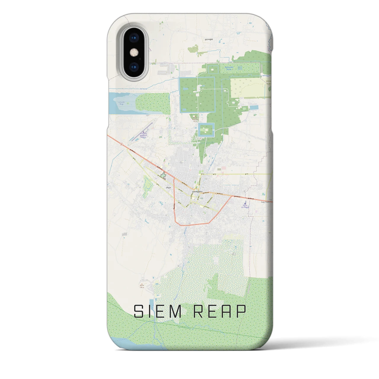 【シェムリアップ(カンボジア)】地図柄iPhoneケース(バックカバータイプ)