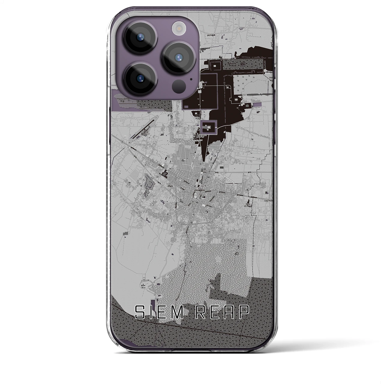 【シェムリアップ(カンボジア)】地図柄iPhoneケース(クリアタイプ)