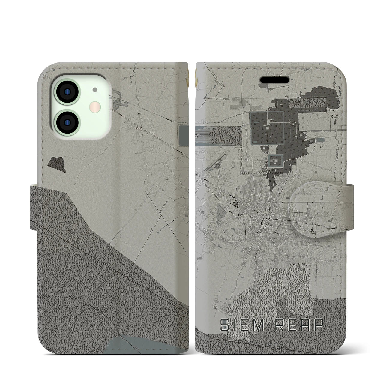 【シェムリアップ(カンボジア)】地図柄iPhoneケース(手帳タイプ)