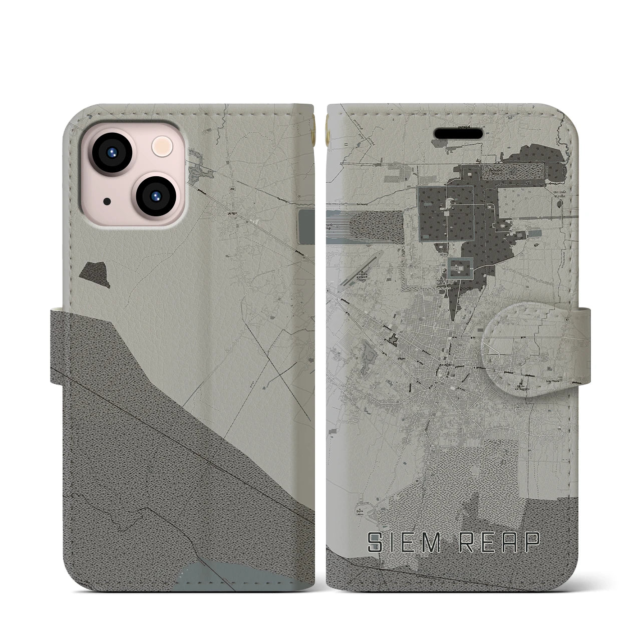 【シェムリアップ(カンボジア)】地図柄iPhoneケース(手帳タイプ)