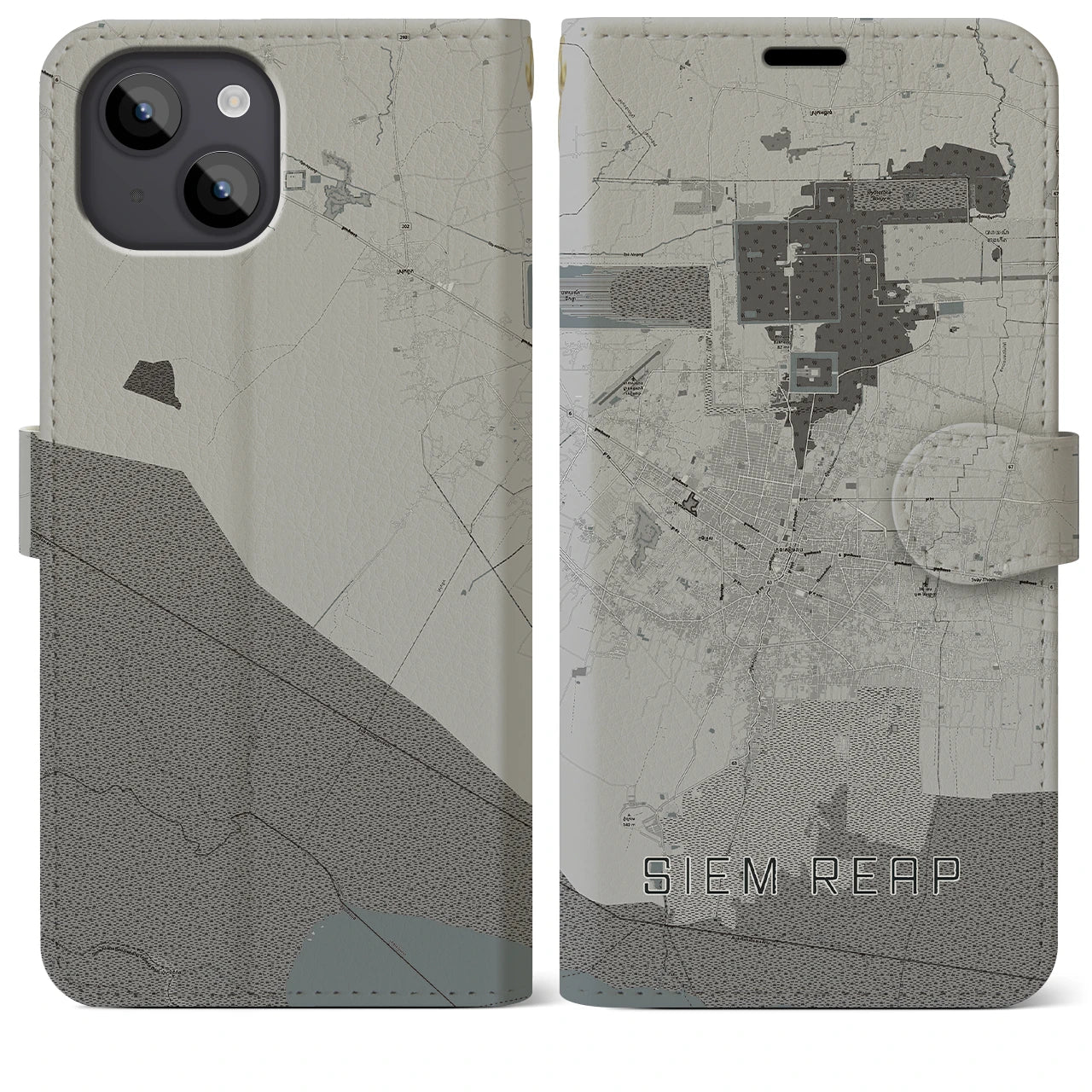 【シェムリアップ(カンボジア)】地図柄iPhoneケース(手帳タイプ)