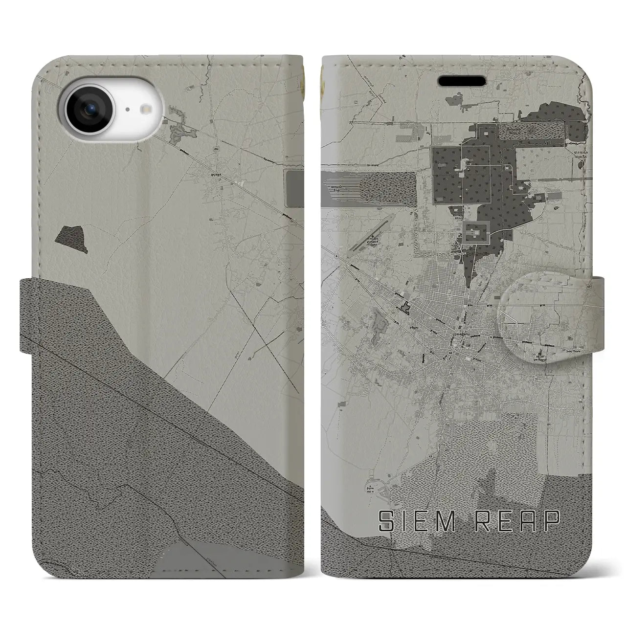 【シェムリアップ(カンボジア)】地図柄iPhoneケース(手帳タイプ)