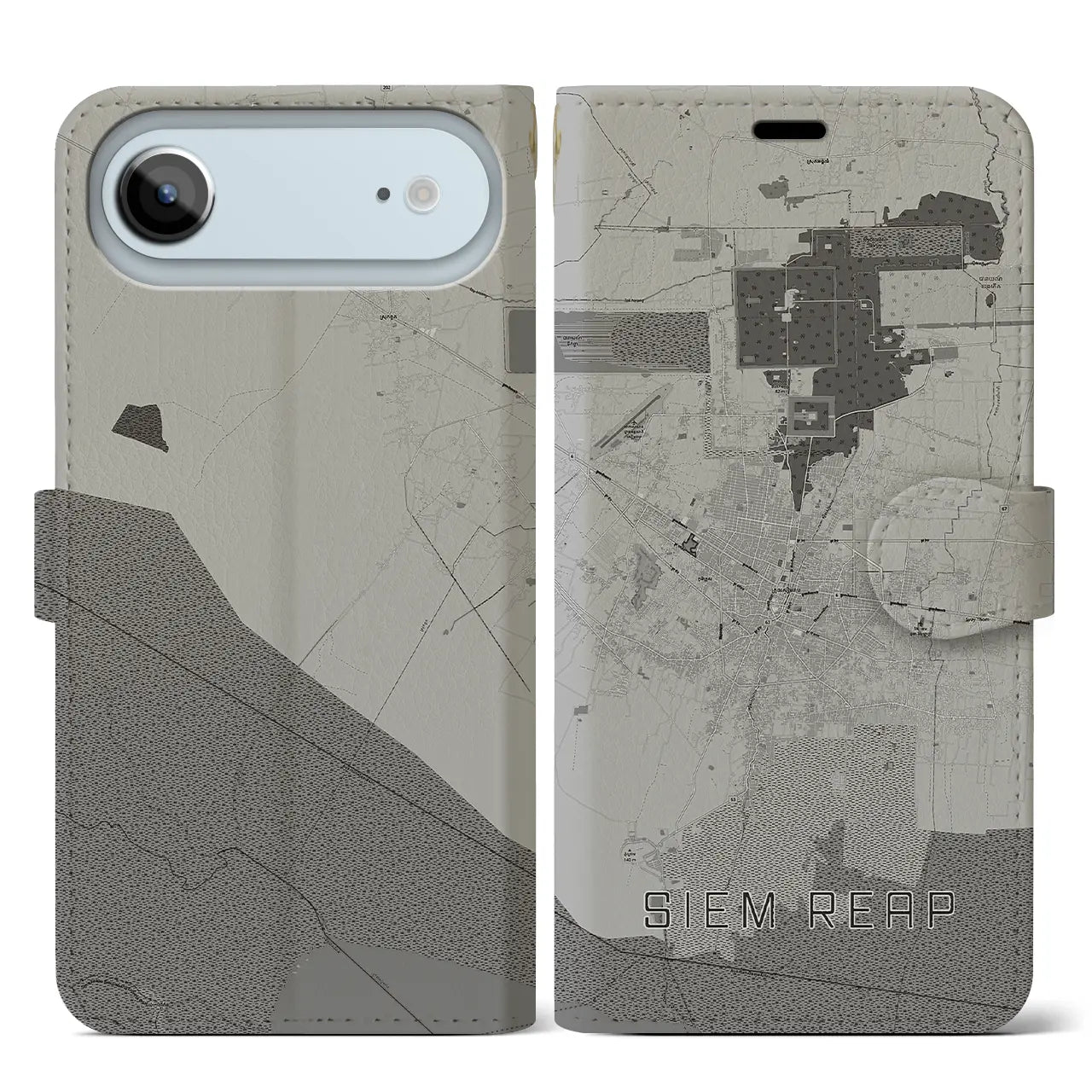 【シェムリアップ(カンボジア)】地図柄iPhoneケース(手帳タイプ)