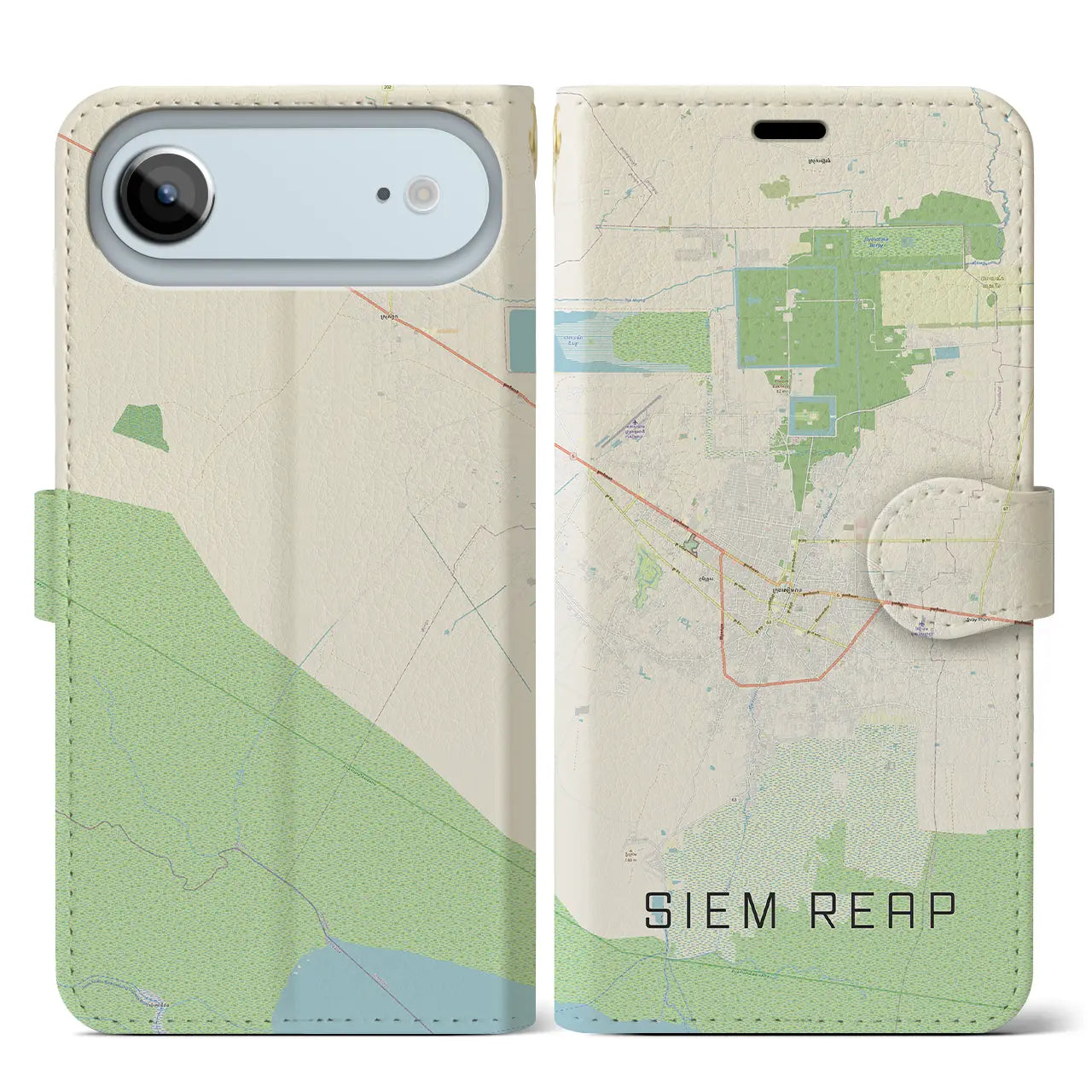 【シェムリアップ(カンボジア)】地図柄iPhoneケース(手帳タイプ)