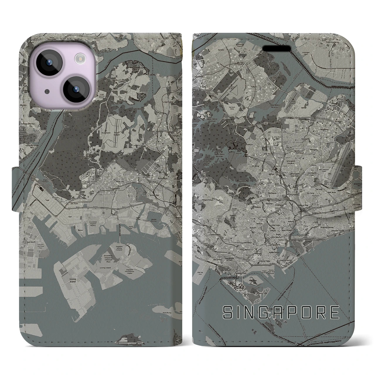 【シンガポール】地図柄iPhoneケース(手帳タイプ)