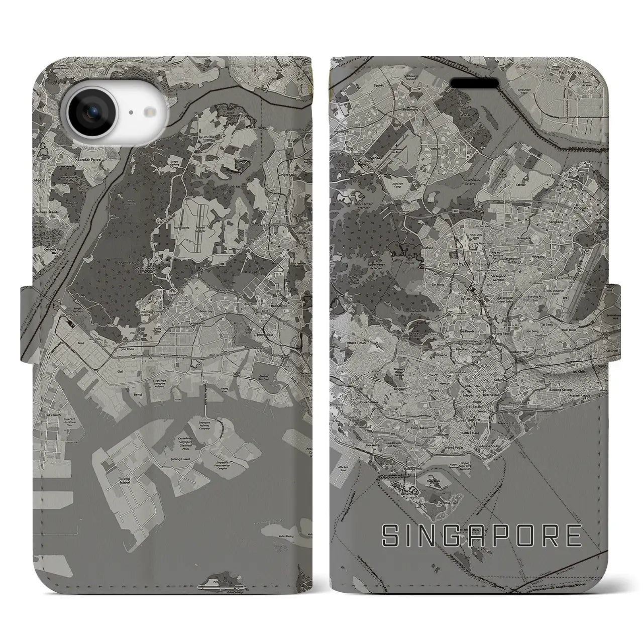 【シンガポール】地図柄iPhoneケース(手帳タイプ)