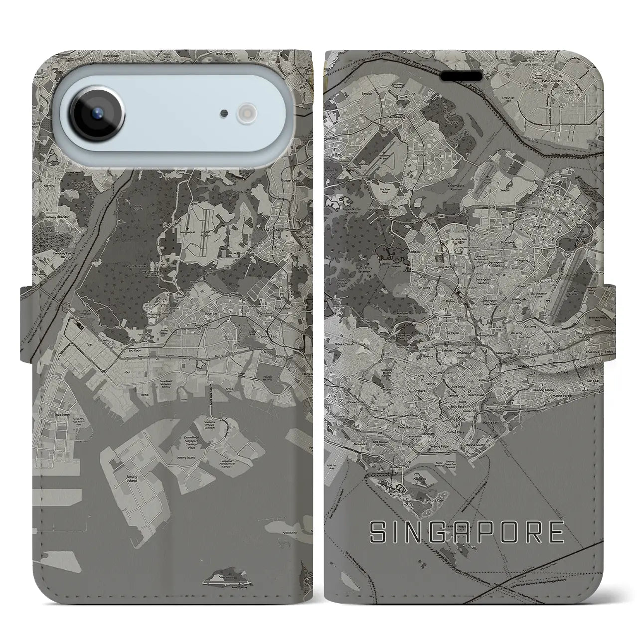 【シンガポール】地図柄iPhoneケース(手帳タイプ)