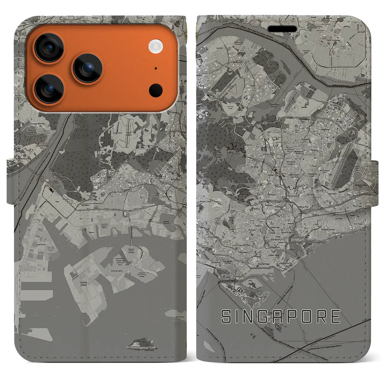 【シンガポール】地図柄iPhoneケース(手帳タイプ)