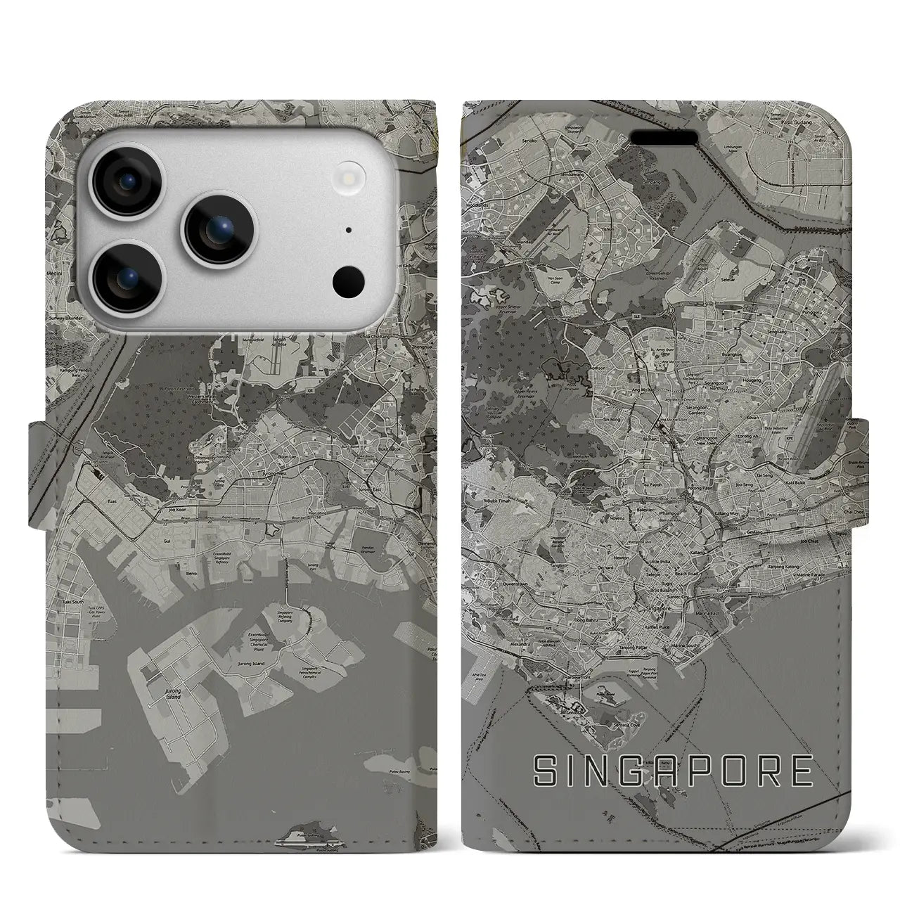 【シンガポール】地図柄iPhoneケース(手帳タイプ)