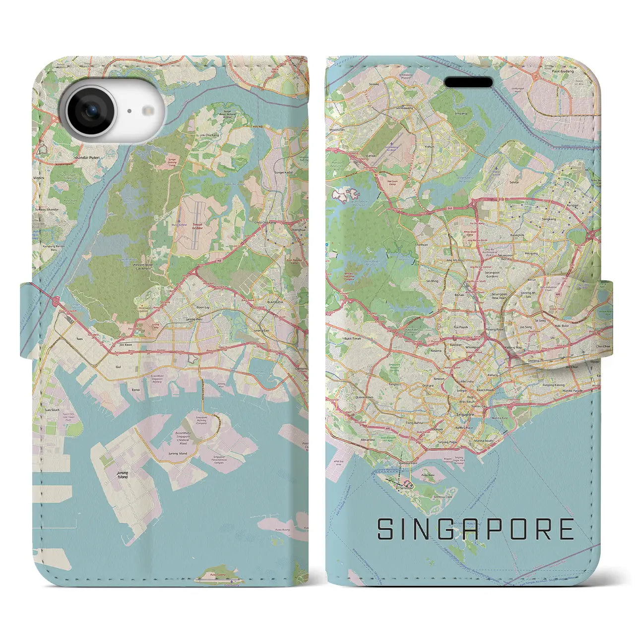 【シンガポール】地図柄iPhoneケース(手帳タイプ)