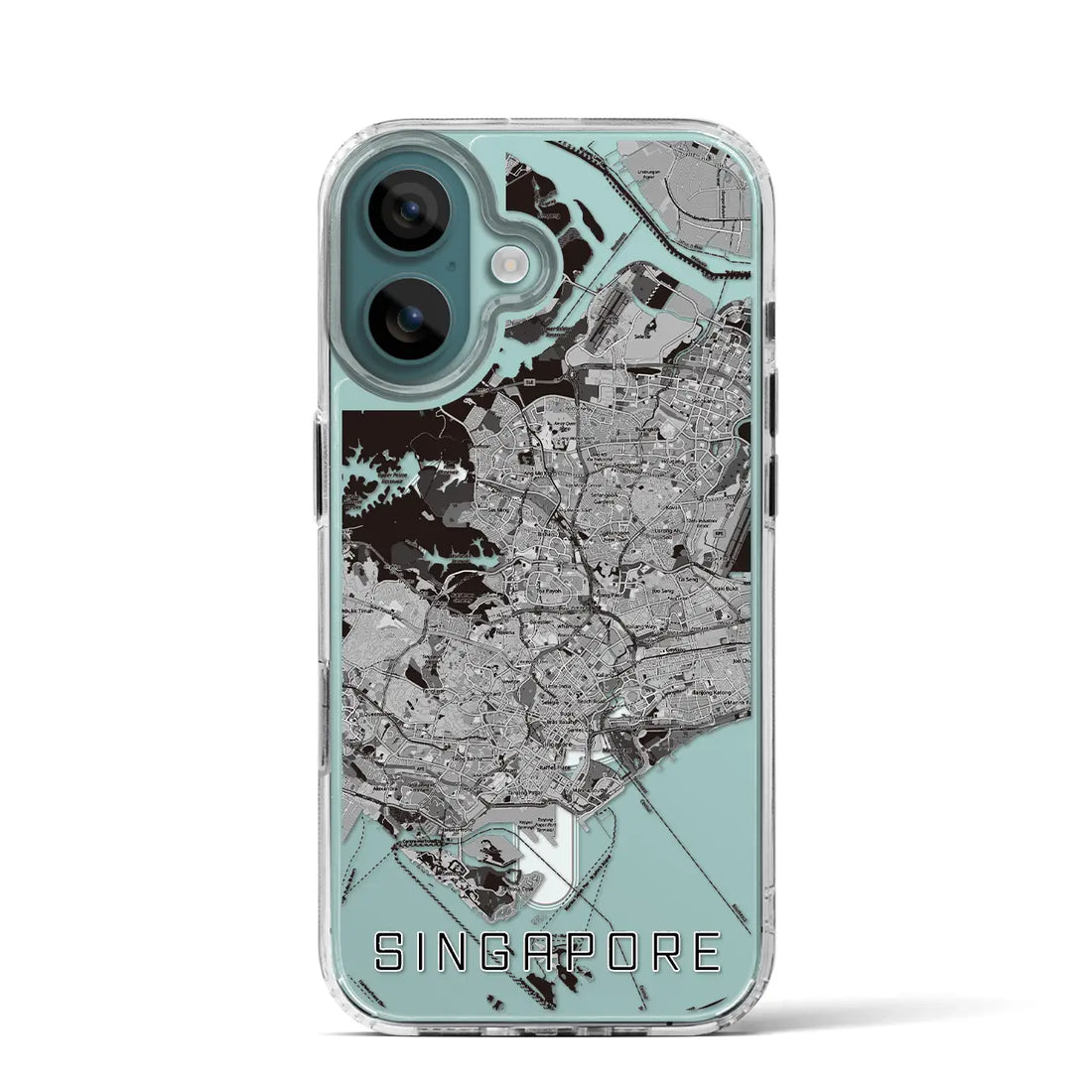 【シンガポール】地図柄iPhoneケース(MagSafeタイプ)モノトーン・iPhone 16 Pro 用