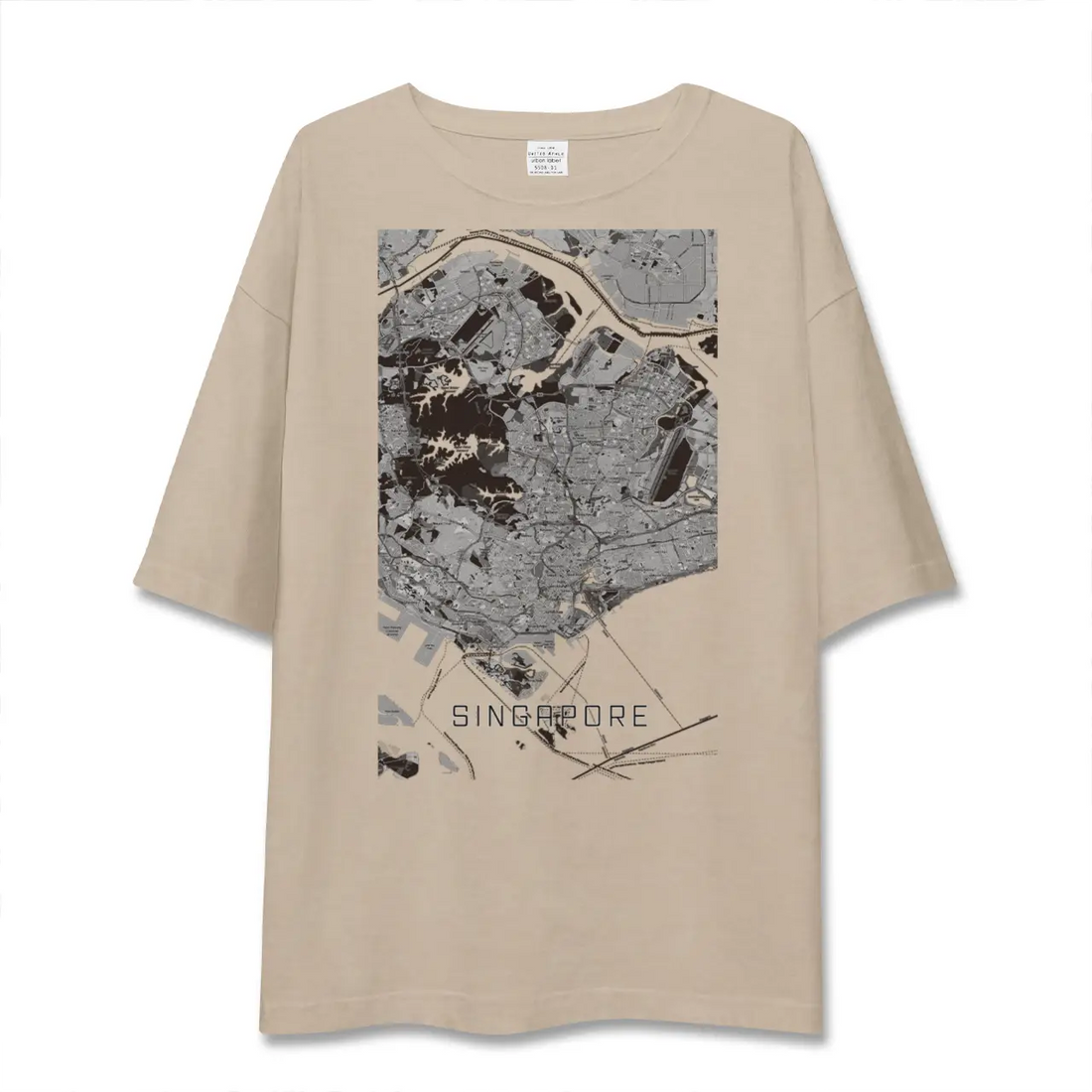 【シンガポール】地図柄ビッグシルエットTシャツ