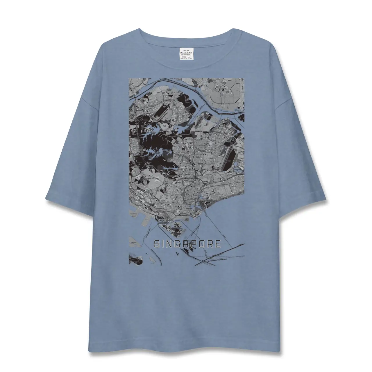 【シンガポール】地図柄ビッグシルエットTシャツ