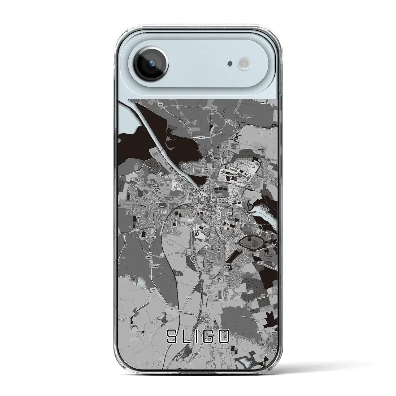 【スライゴ(アイルランド)】地図柄iPhoneケース(クリアタイプ)モノトーン・iPhone 17 Pro Max 用