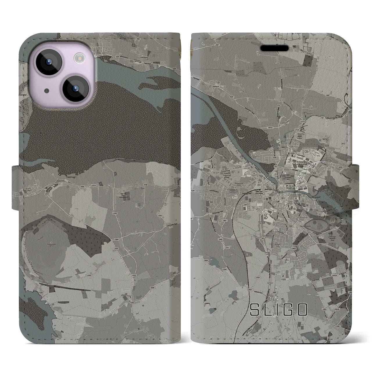 【スライゴ(アイルランド)】地図柄iPhoneケース(手帳タイプ)