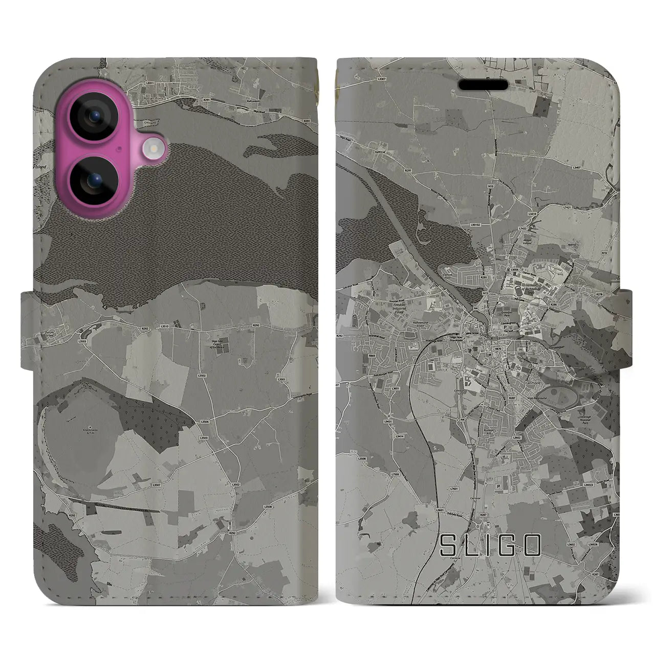 【スライゴ(アイルランド)】地図柄iPhoneケース(手帳タイプ)