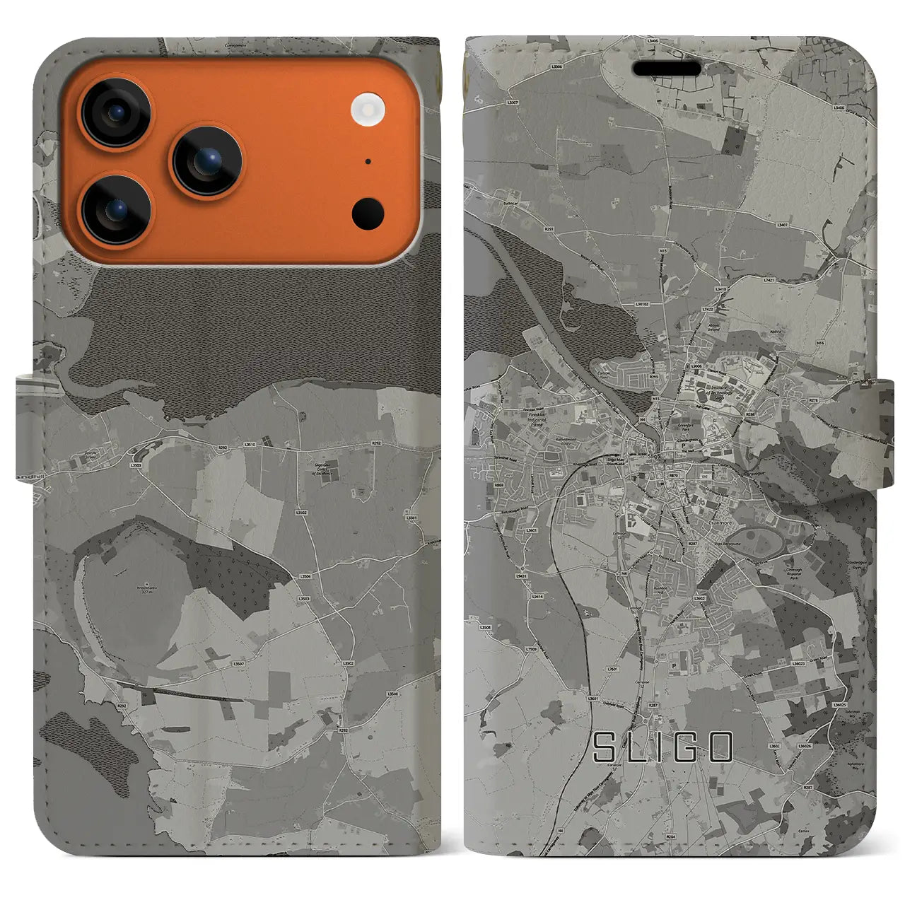 【スライゴ(アイルランド)】地図柄iPhoneケース(手帳タイプ)