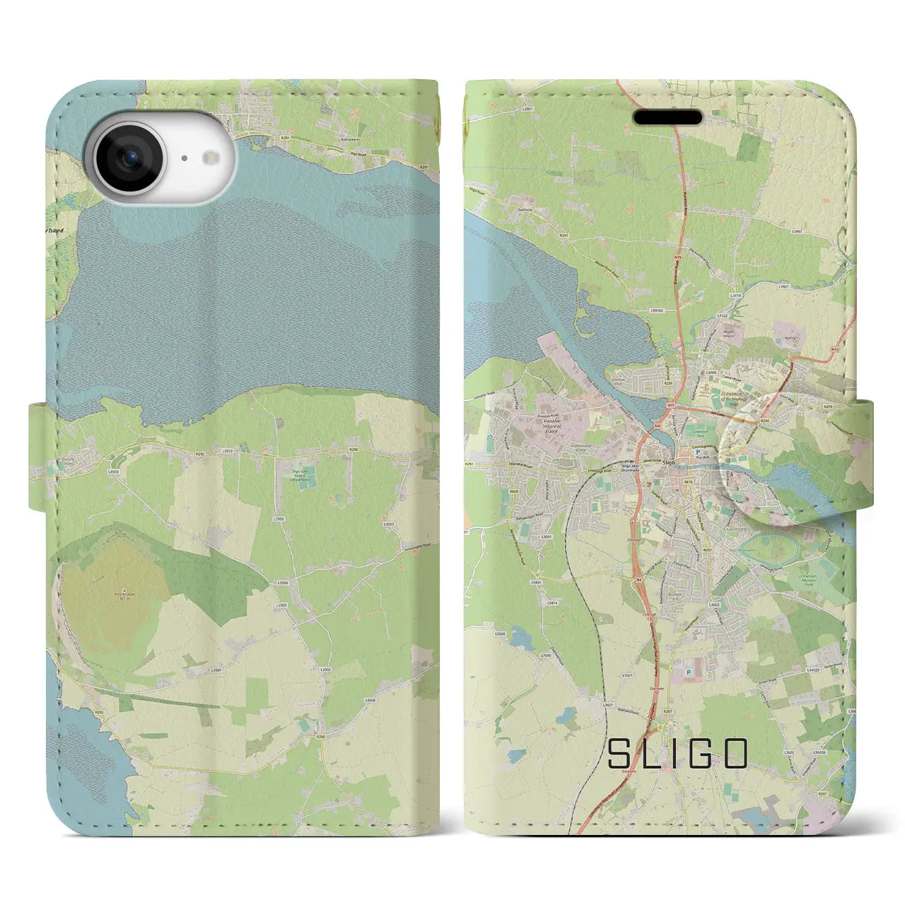 【スライゴ(アイルランド)】地図柄iPhoneケース(手帳タイプ)