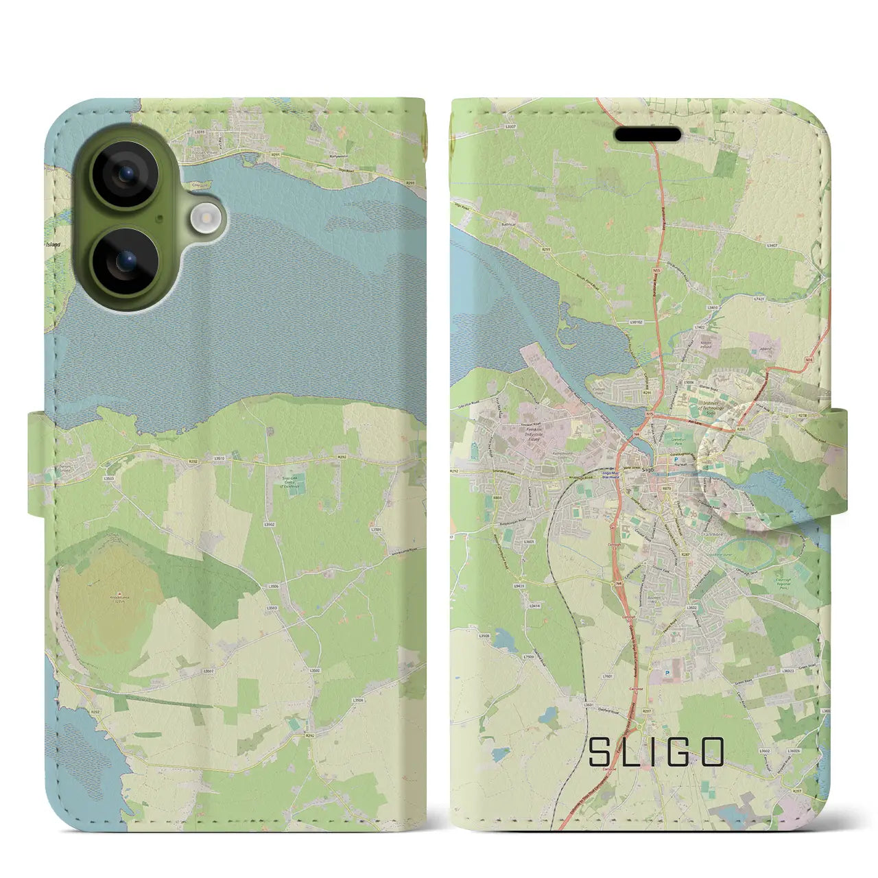 【スライゴ(アイルランド)】地図柄iPhoneケース(手帳タイプ)