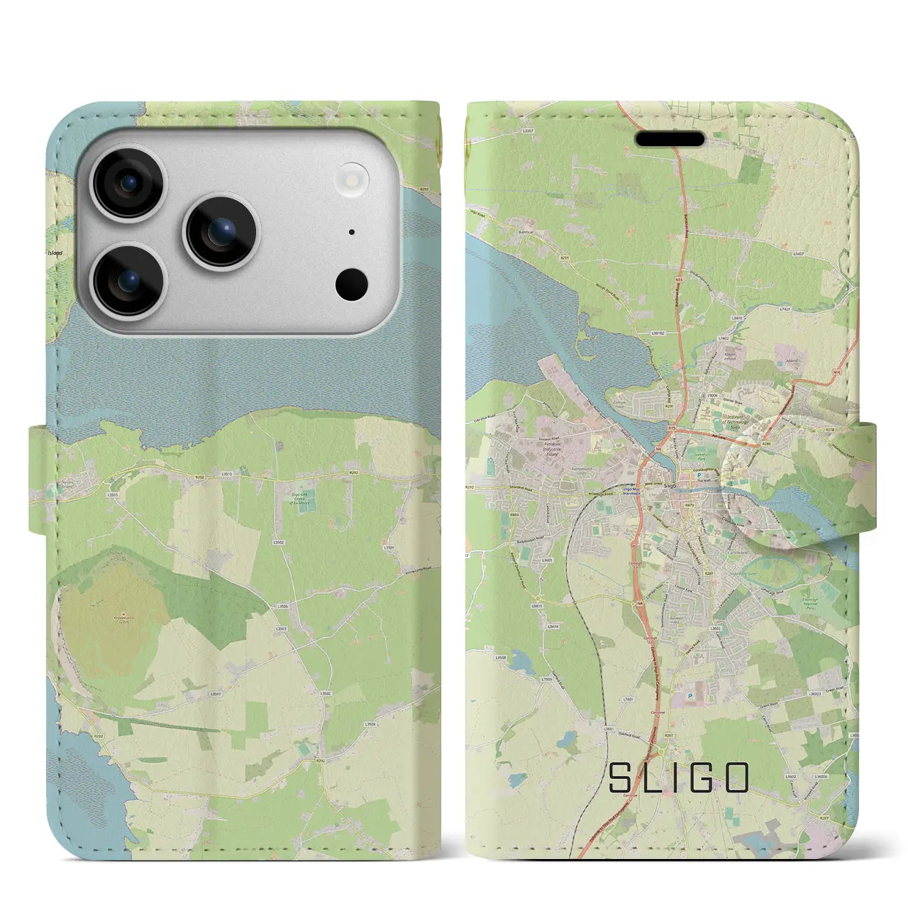 【スライゴ(アイルランド)】地図柄iPhoneケース(手帳タイプ)