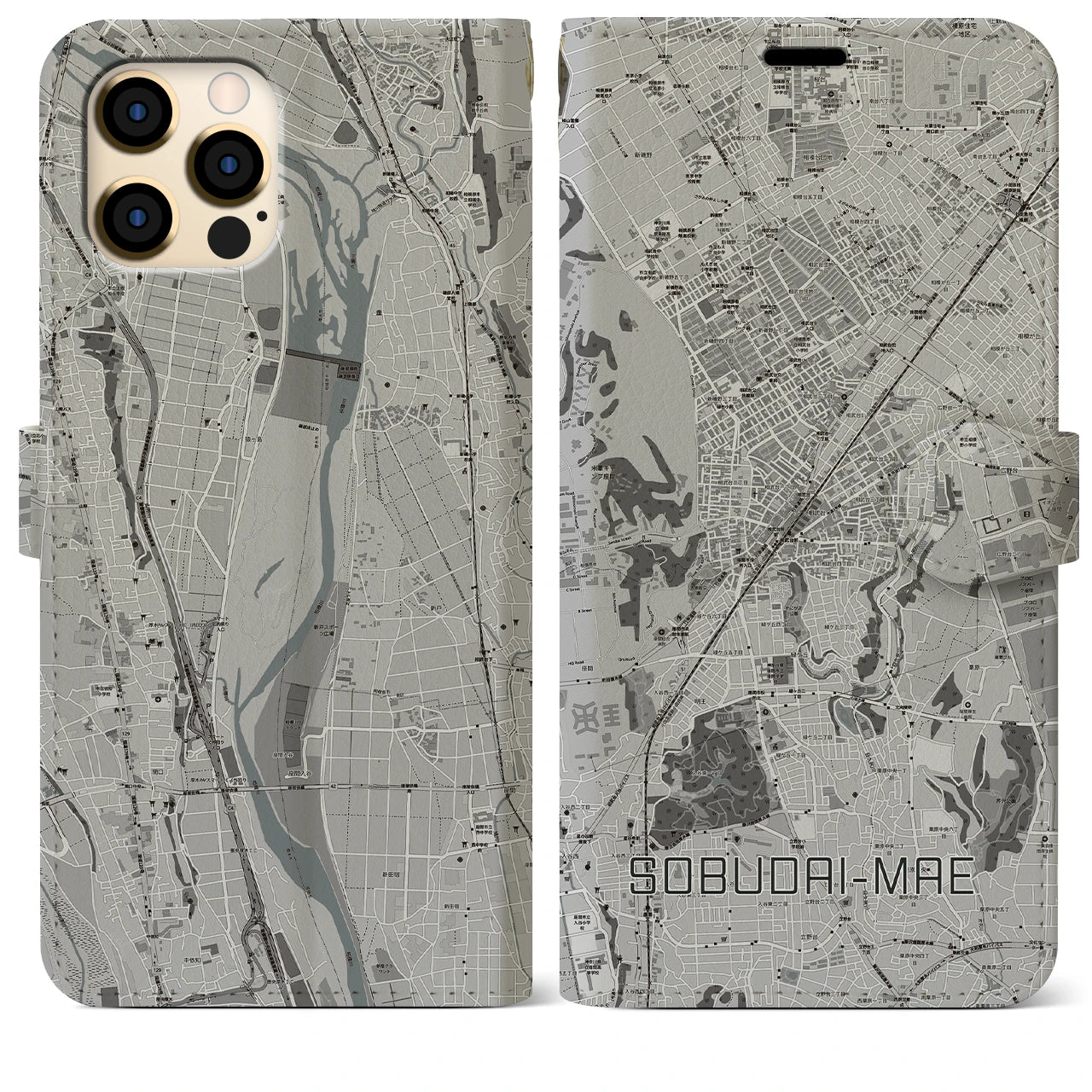 【相武台前(神奈川県)】地図柄iPhoneケース(手帳タイプ)